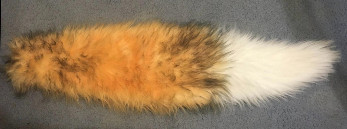 Unstuffed faux fur fox tail hand-dyed with acrylic paint Unstuffed faux fur fox tail hand-dyed with acrylic paint