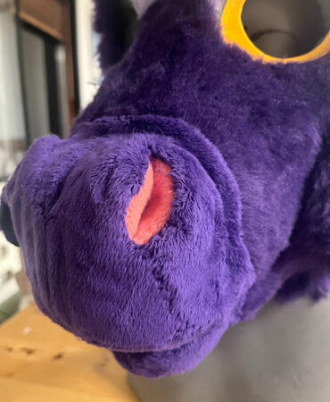 Progress pic of the sewing for a purple pegasus costume head Progress pic of the sewing for a purple pegasus costume head