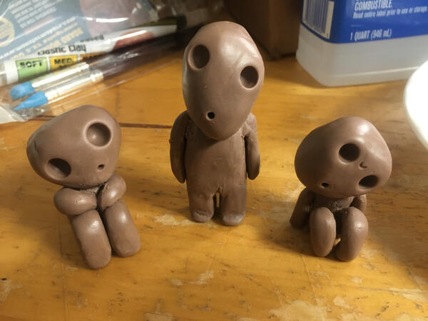 Kodama from Princess Mononoke, made from clay to be cast in silicone to make a mold