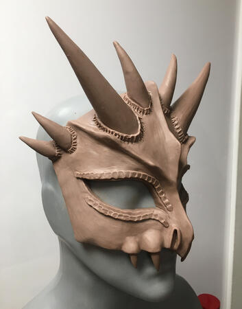 Dragon Mask made from clay to be cast in silicone to make a mold