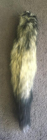 Canine tail made from faux fur and hand-dyed with acrylic paint