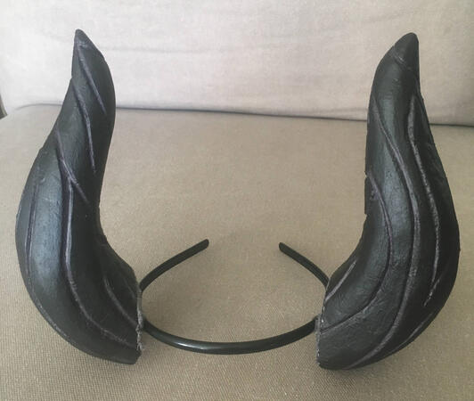 Magical goat horns made from carved foam