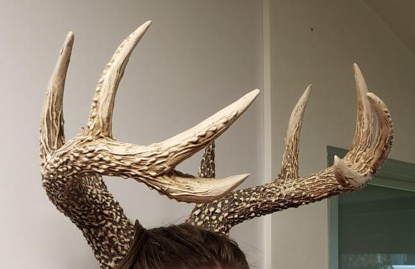 White-tailed deer antlers made from carved foam
